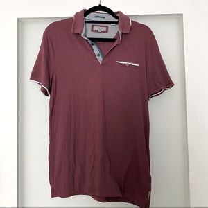 Ted Baker burgundy red short sleeve polo shirt size 4 or USA Large